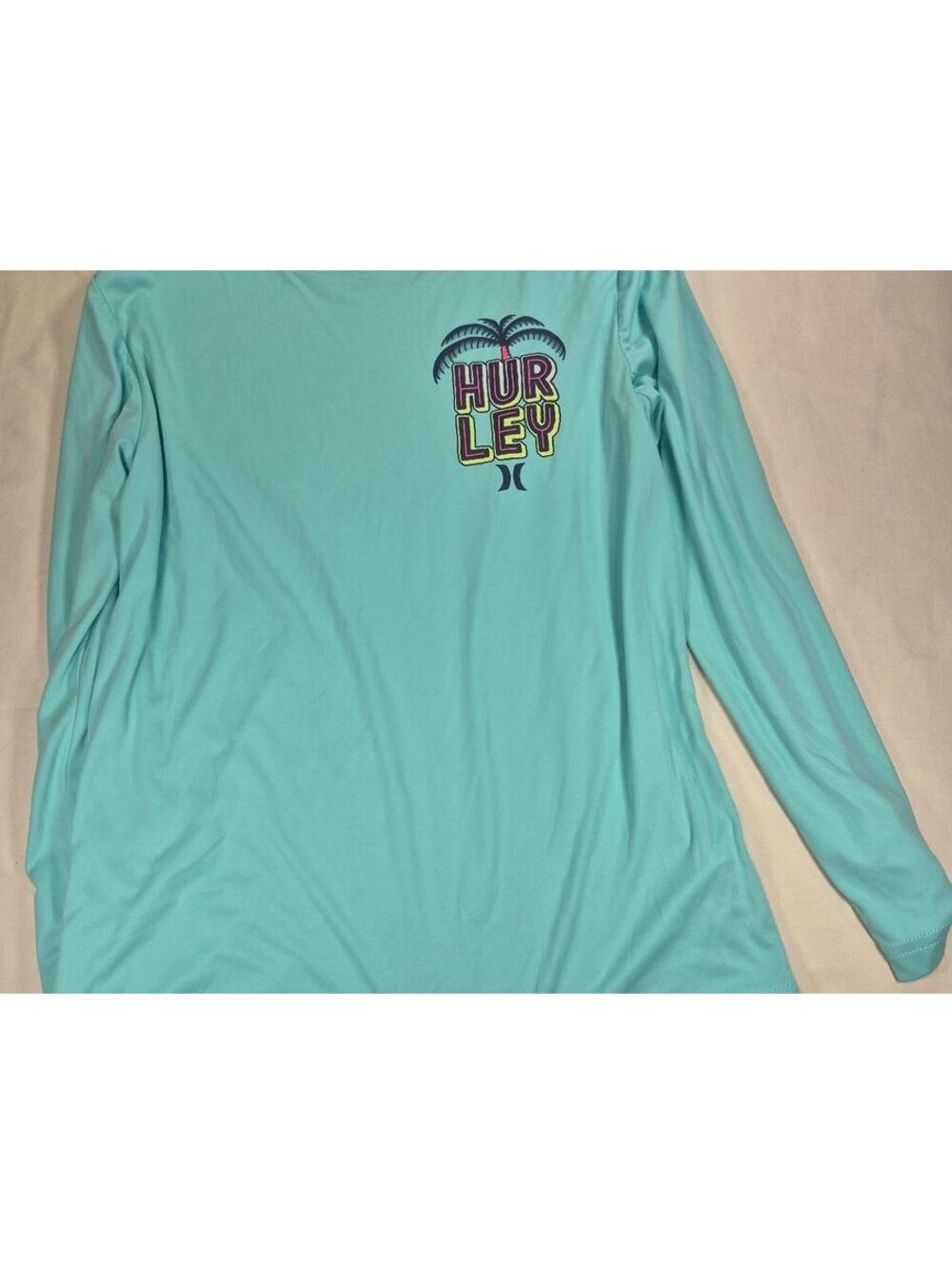 Light Green Hurley Youth UPF 50+ Sun Protection Shirt Size L (10/12) Long Sleeve